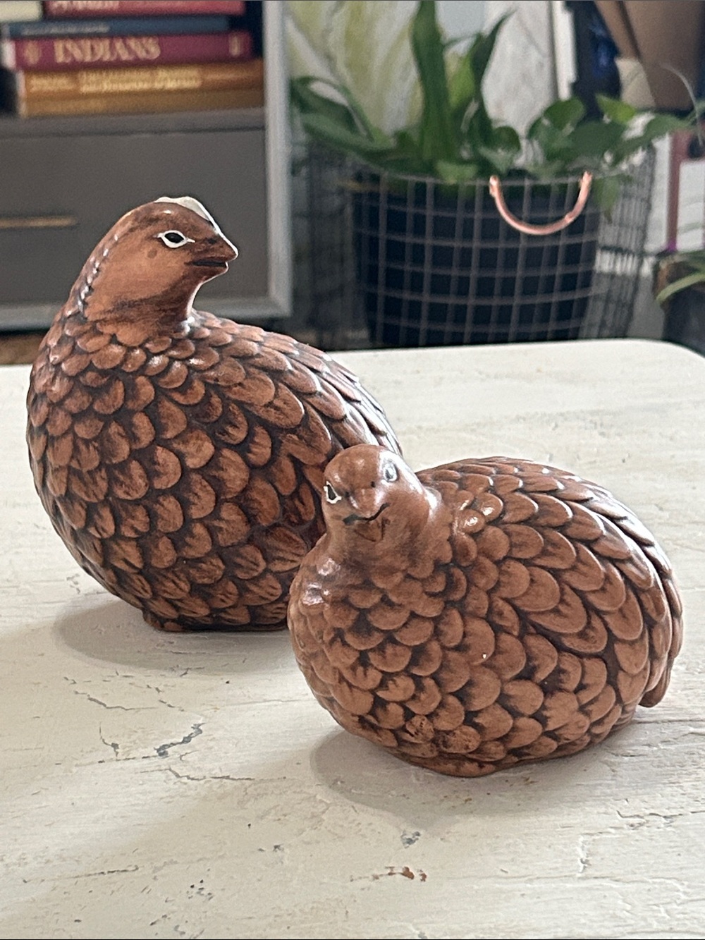 Ceramic Quail Figurine Set